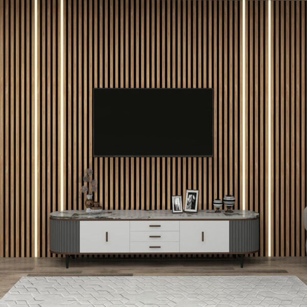 Slat Lite Oak Flexible Acoustic Wood Wall Panels with Lights - Guangxi ...